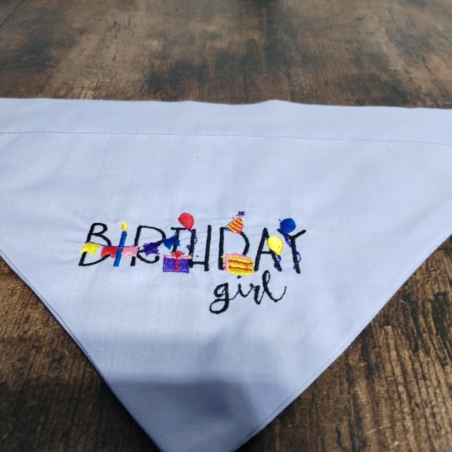 Medium Lilac Birthday Girl bandana.