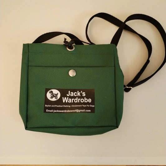 Over the shoulder treat bag. Bottle Green.