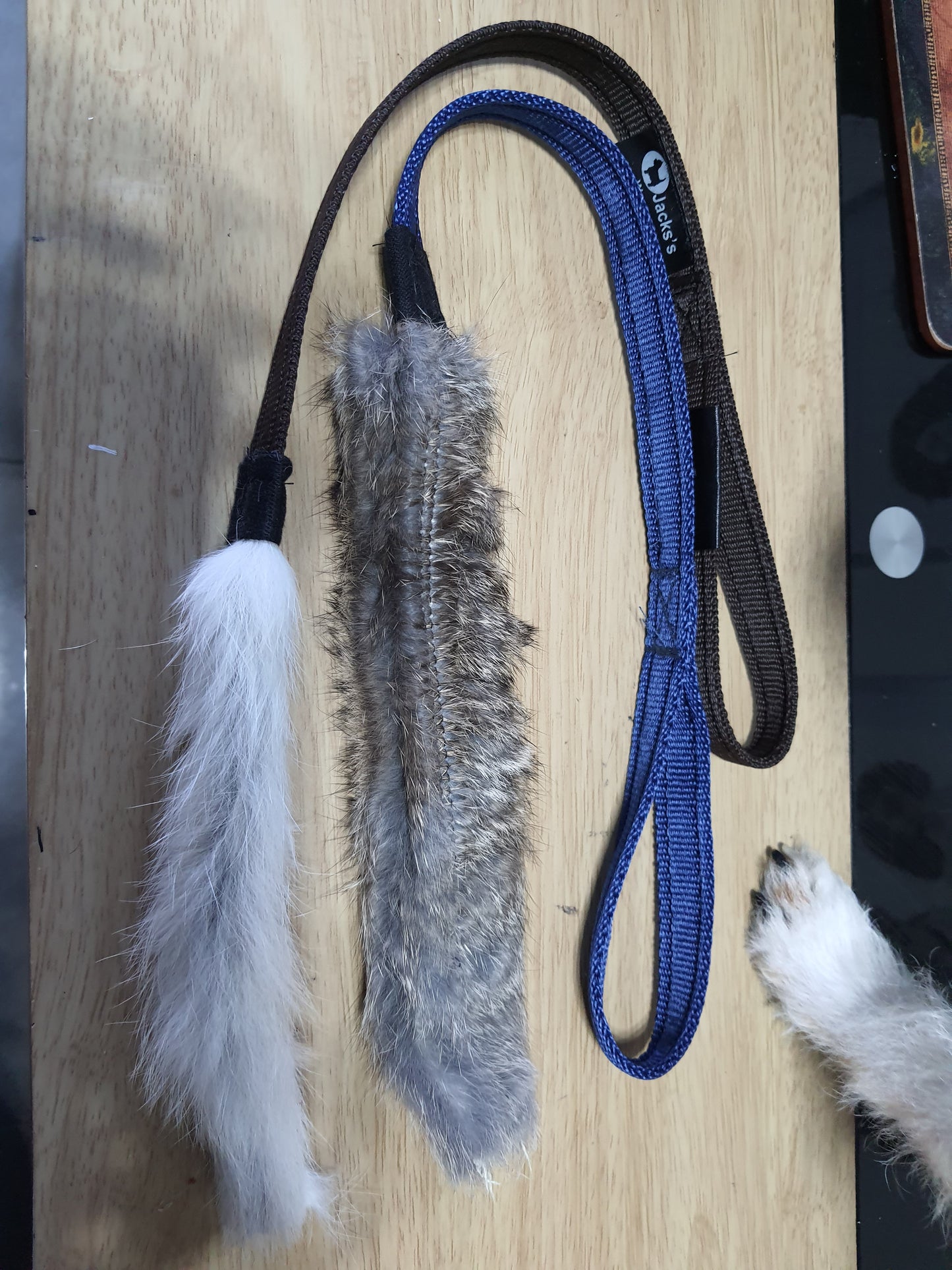 Real Rabbit Skin Short Handle Tug Toy.