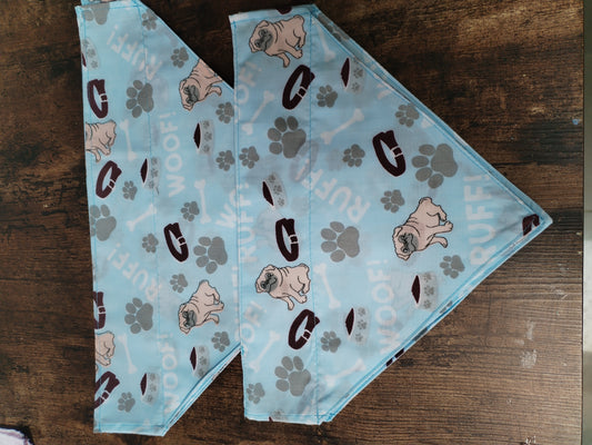 Baby blue Pug design bandanas