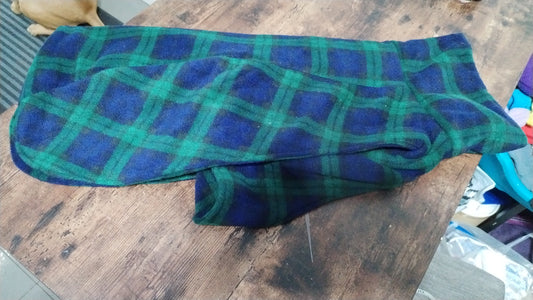 21" Navy and Green Check Double Fleece Coat.