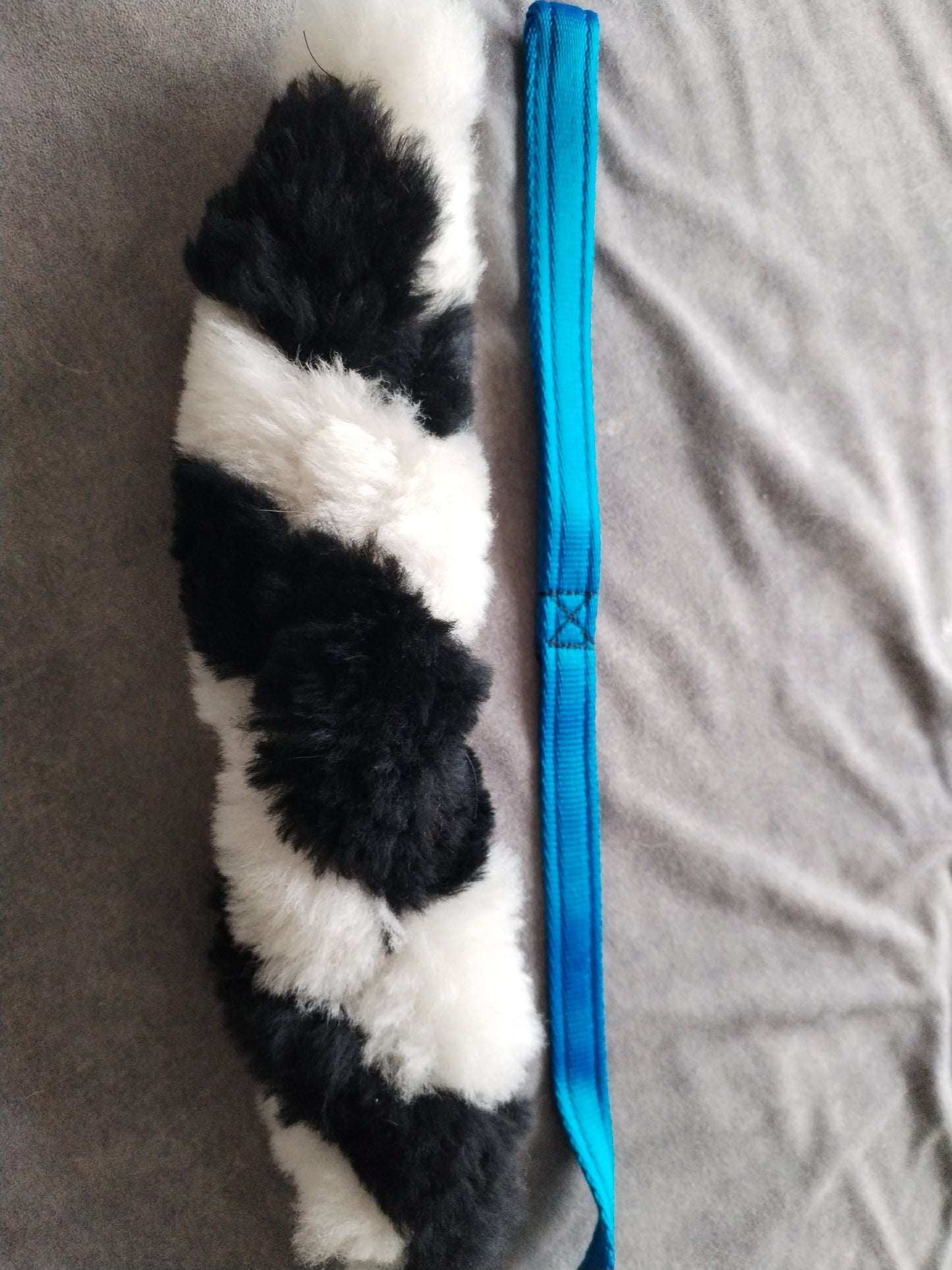 Black and White Sheepskin Tug Toy