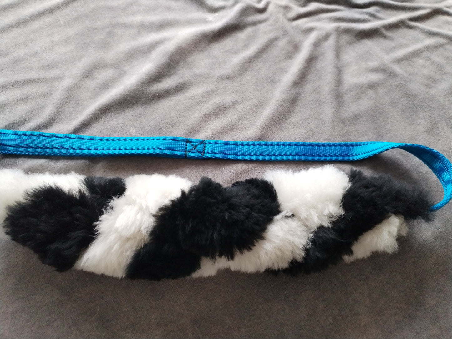 Black and White Sheepskin Tug Toy