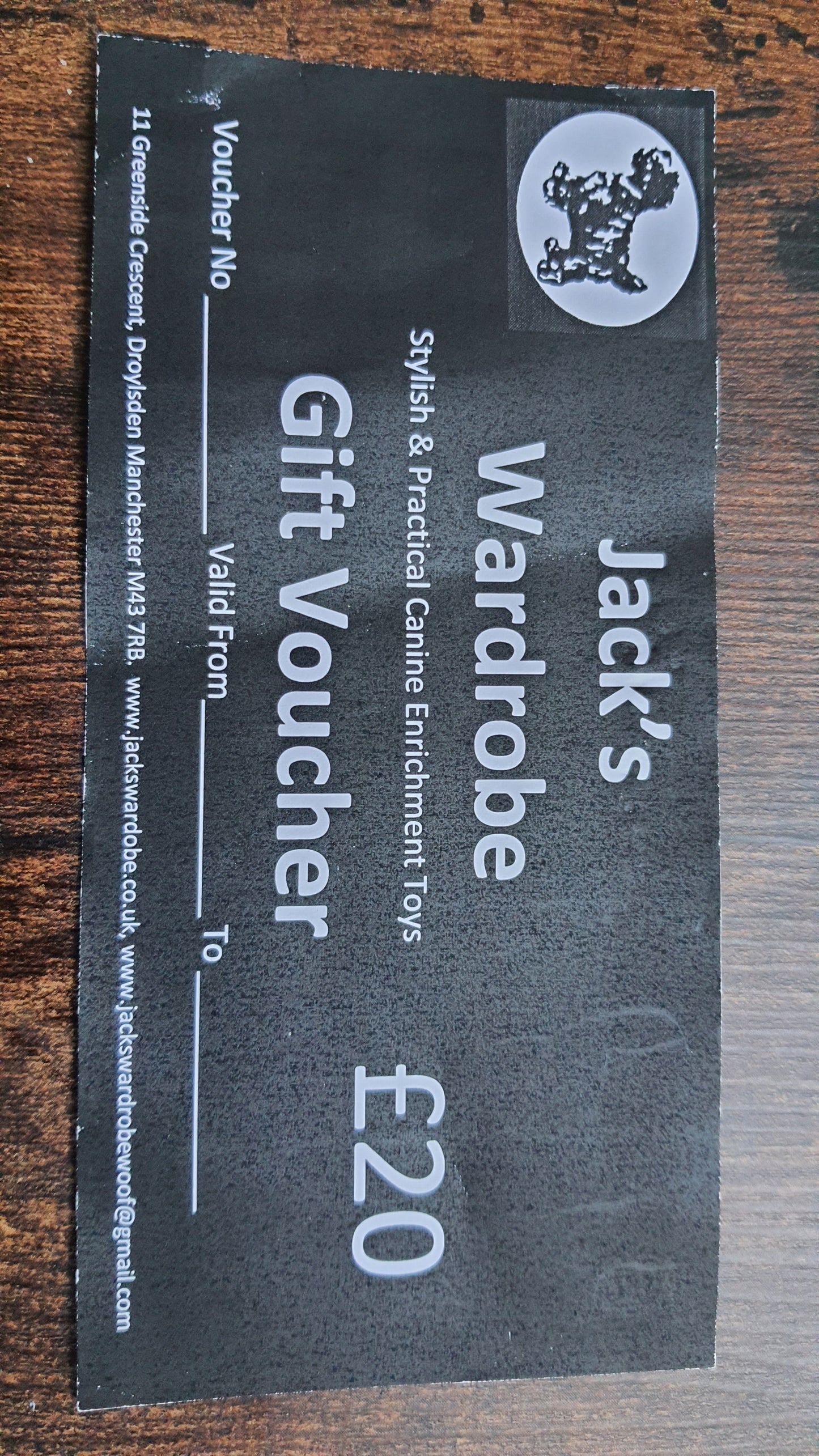 Jacks Wardrobe Canine Enrichment Gift Cards